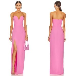 Amanda Uprichard x Revolve Cherri Strapless Maxi Gown In Shocking Pink